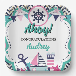 Assiettes En Carton Nautical Ahoy Baby Shower