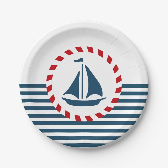 Assiettes En Carton Nautical design (Devant)