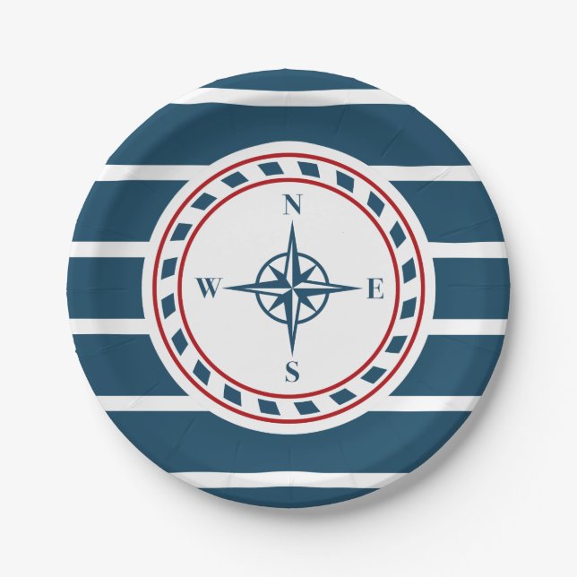Assiettes En Carton Nautical design (Devant)