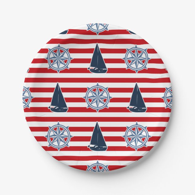 Assiettes En Carton Nautical design (Devant)
