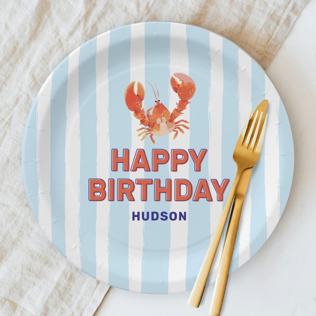 Assiettes En Carton Nautical Lobster Kids Happy Birthday (Créateur téléchargé)