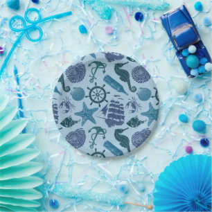 Assiettes En Carton Nautical Shades of Blue