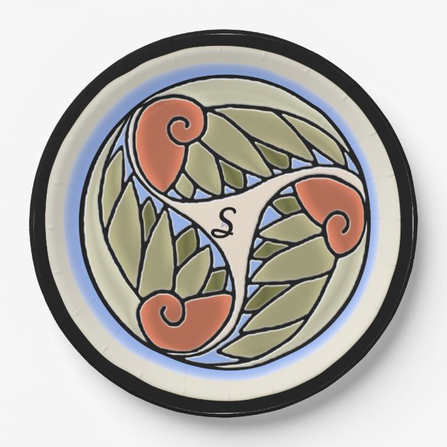 Assiettes En Carton Nautilus Monogrammé (Devant)