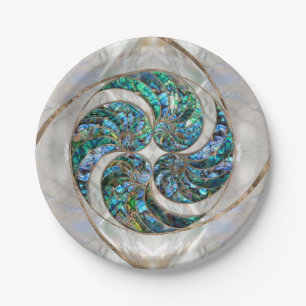 Assiettes En Carton Nautilus Shell - Abalone et Pearl