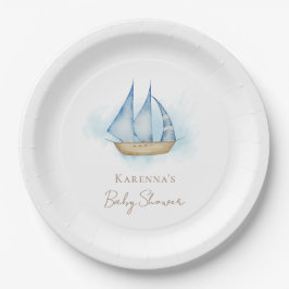 Assiettes En Carton Nautique Aventure Blanc Baby shower papier Plaque