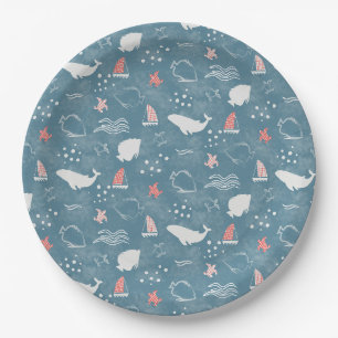 Assiettes En Carton Nautique sous le Baby shower marin