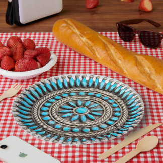 Assiettes En Carton Navajo Turquoise Paper Plate