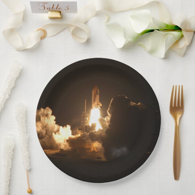 Assiettes En Carton Navette spatiale Terre Orbitale Nuit Spacecraft Ca (Mariage)