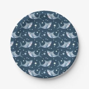 Assiettes En Carton Navires Requins Plaques en papier de natation