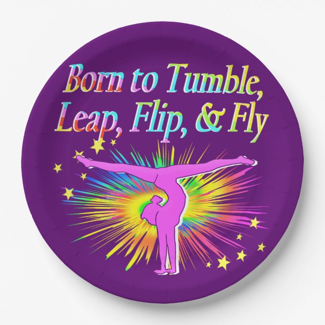 ASSIETTES EN CARTON NÉ À TUMBLE GYMNAST PAPIER PLAQUES (Devant)