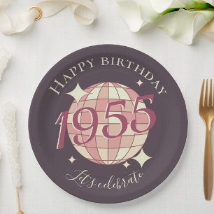 Assiettes En Carton Né en 1955 70e anniversaire déco de fête Papier Pl