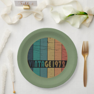 Assiettes En Carton Né en 1972 cadeau d'anniversaire vintage