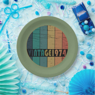Assiettes En Carton Né en 1974 fête d'anniversaire vintage