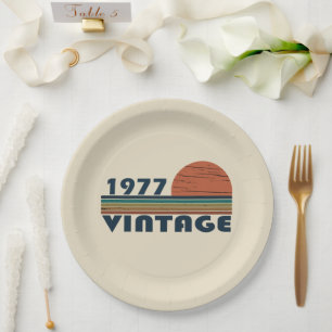 Assiettes En Carton Né en 1977 fête d'anniversaire de vin