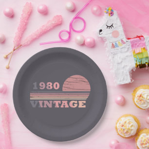 Assiettes En Carton né en 1980 cadeau d'anniversaire vintage