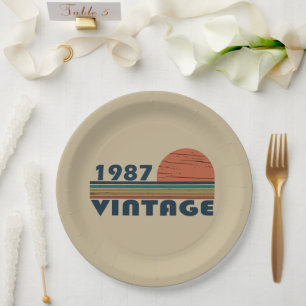 Assiettes En Carton Né en 1987 fête d'anniversaire vintage