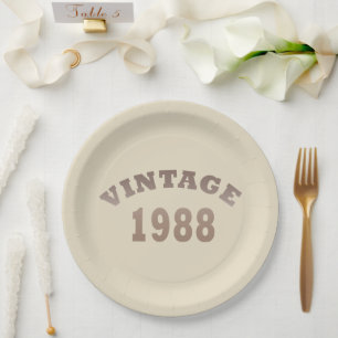 Assiettes En Carton né en 1988 cadeau d'anniversaire vintage