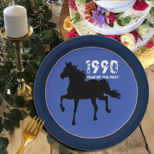 Assiettes En Carton Né en 1990 - Anniversaire du meilleur / Cheval Pap