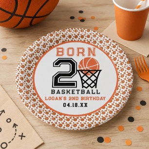 Assiettes En Carton Né pour le Basketball 2e anniversaire du garçon