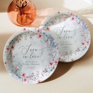 Assiettes En Carton Neige d'hiver en amour élégante douche de mariée