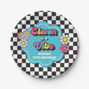 Assiettes En Carton Neon 90s Retro Eleven est un Vibe 11e anniversaire