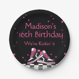 Assiettes En Carton Neon Basket Anniversaire, Parties scintillant