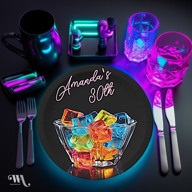Assiettes En Carton Neon Blacklight Hello Shots Cocktail Anniversaire (Créateur téléchargé)