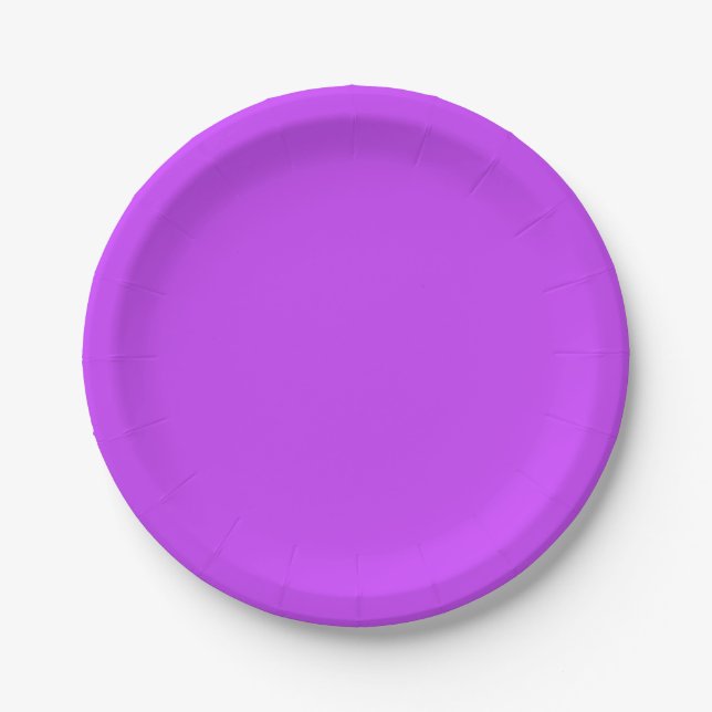 Assiettes En Carton néon clair solide fluorescent violet (Devant)