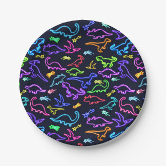 Assiettes En Carton Neon Dinosaures