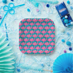 Assiettes En Carton Néon Flamingos
