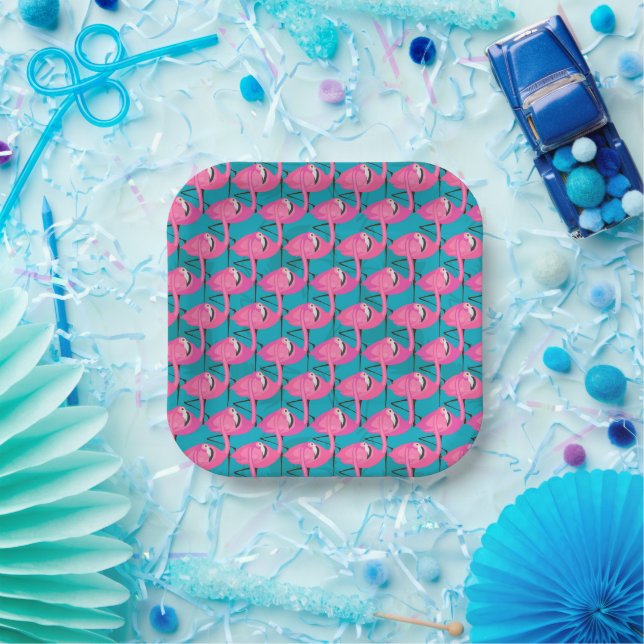 Assiettes En Carton Néon Flamingos (Fête)