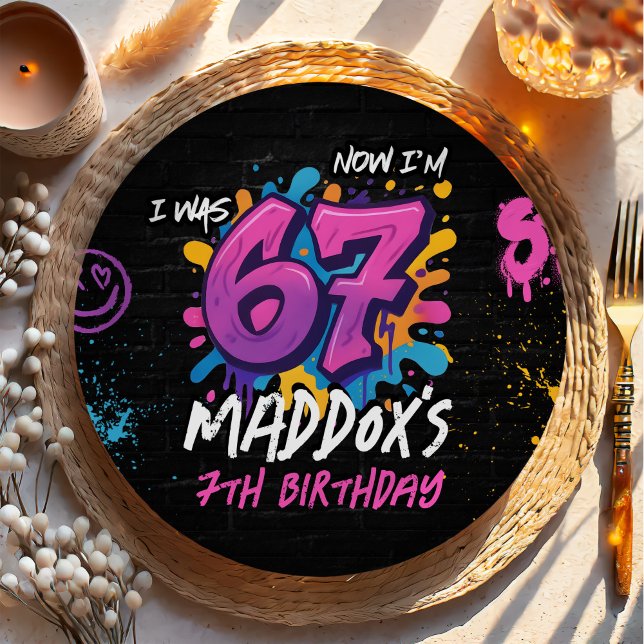 Assiettes En Carton Neon Graffiti 6 7 Meme Trend Six Seven Birthday (Créateur téléchargé)