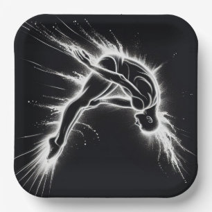 Assiettes En Carton Neon High Diver Sur Noir