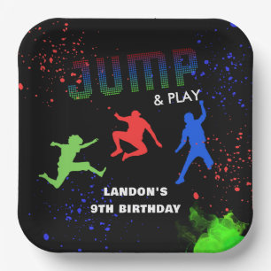 Assiettes En Carton Neon Kids Trampoline Park fête d'anniversaire