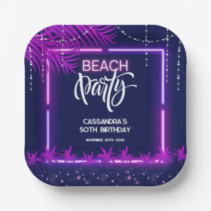 Assiettes En Carton Neon Lights Palm Beach Night Party Anniversaire