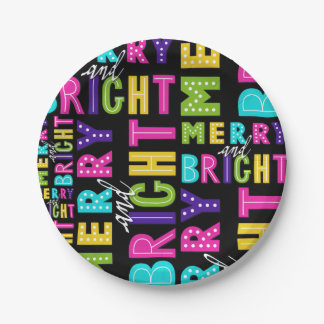 Assiettes En Carton Neon Merry et Bright