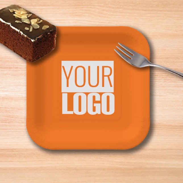 Assiettes En Carton Neon orange - ajoutez votre logo (Créateur téléchargé)