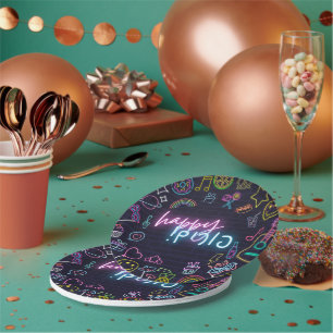 Assiettes En Carton Neon Purim