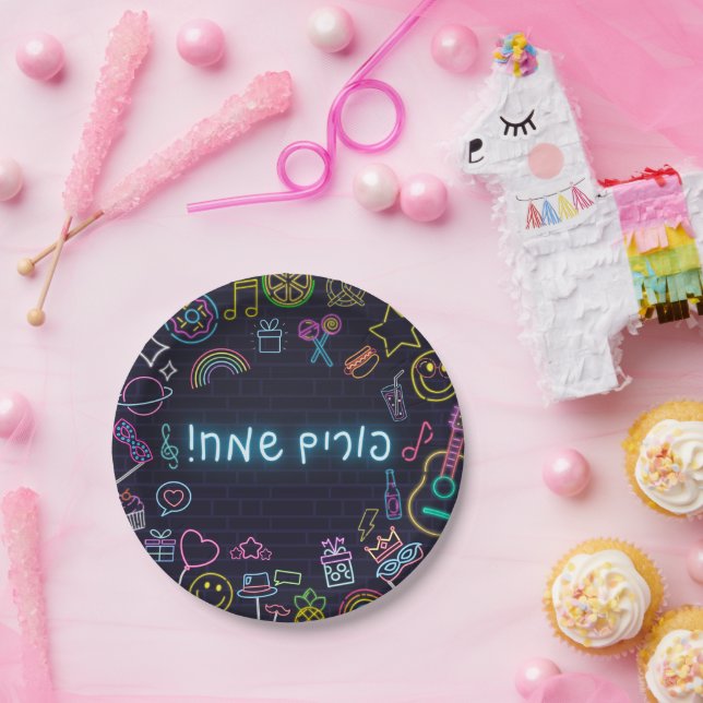 Assiettes En Carton Neon Purim (Fête)
