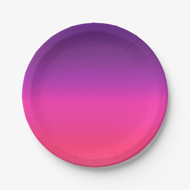 Assiettes En Carton Neon Purple et rose ombre design abstrait (Devant)