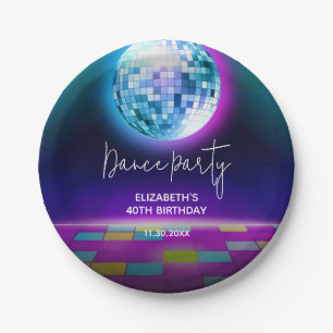 Assiettes En Carton Neon Retro Danse Disco Anniversaire Bienvenue