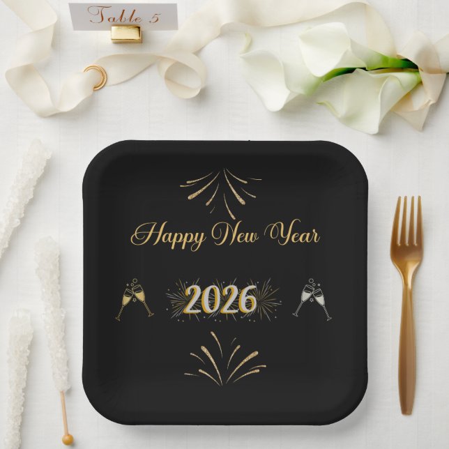 Assiettes En Carton New Year Sparkle Paper Plate (Mariage)