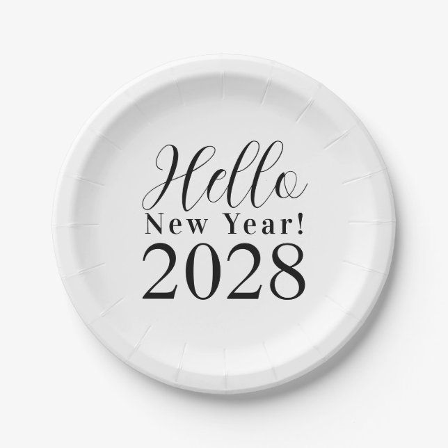 Assiettes En Carton New Year's Eve Party Black and White (Devant)