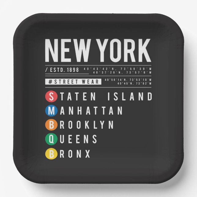 Assiettes En Carton New York 5 Boroughs (Recto)