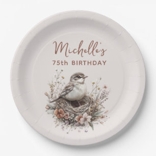 Assiettes En Carton Nid d'oiseau Terracotta Rose 75e Anniversaire
