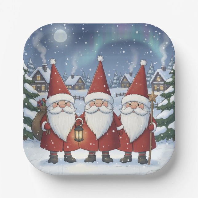 Assiettes En Carton Nighttime Norway Nisse, Paper Plates (Recto)