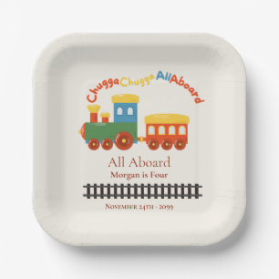 Assiettes En Carton N'Importe Quel Âge Anniversaire Coloré Train Chugg