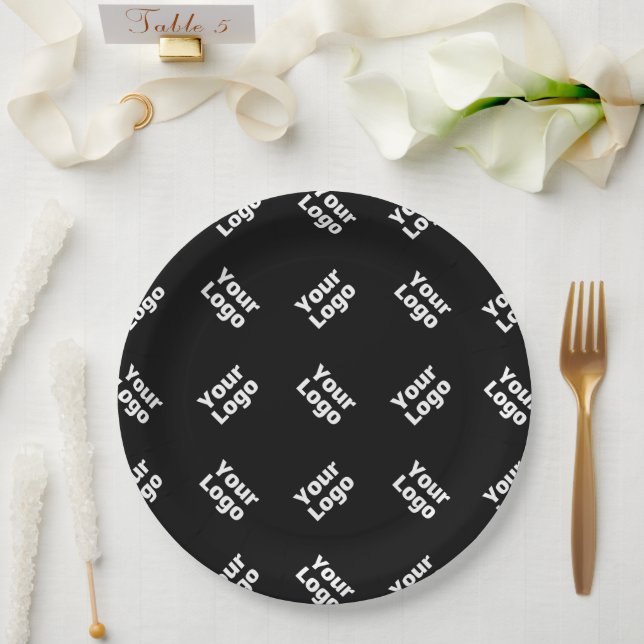 Assiettes En Carton N'importe quel logo ou image téléchargée | Motif d (Mariage)