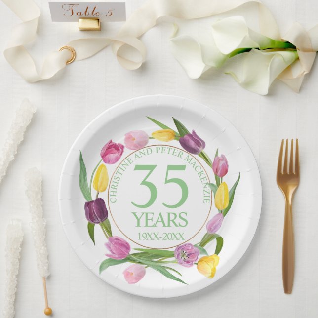Assiettes En Carton N'importe quel Mariage d'aquarelle Tulipes Anniver (Mariage)
