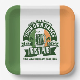 Assiettes En Carton N'importe quel nom Pub irlandais Personnalisé Sain